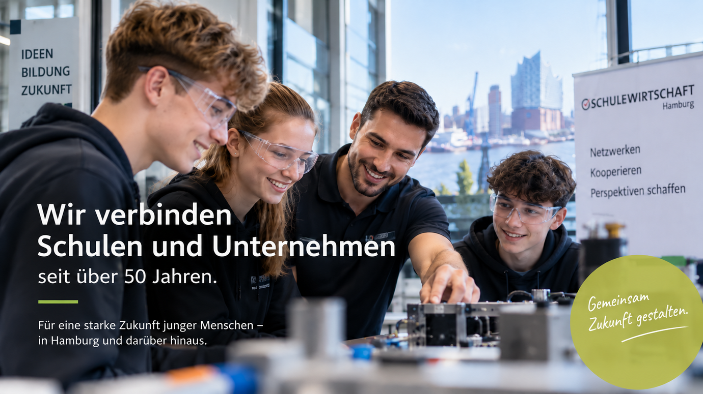 Lehrer zeigt 3 Schülern ein Experiment